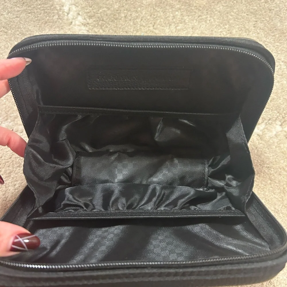 Black Leather Unisex Travel Bag Set by Giorgio Armani